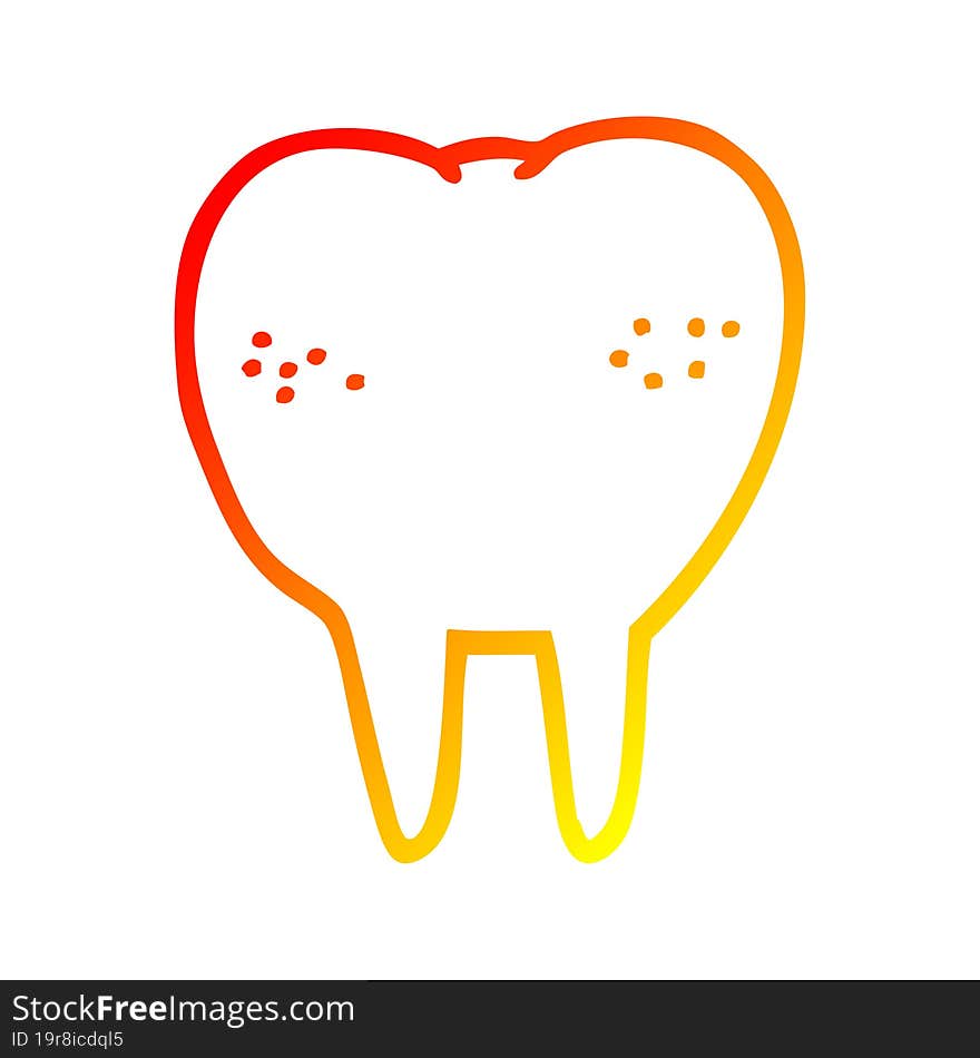 warm gradient line drawing cartoon tooth