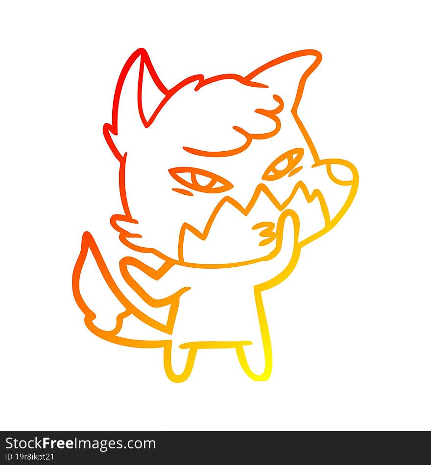 warm gradient line drawing clever cartoon fox