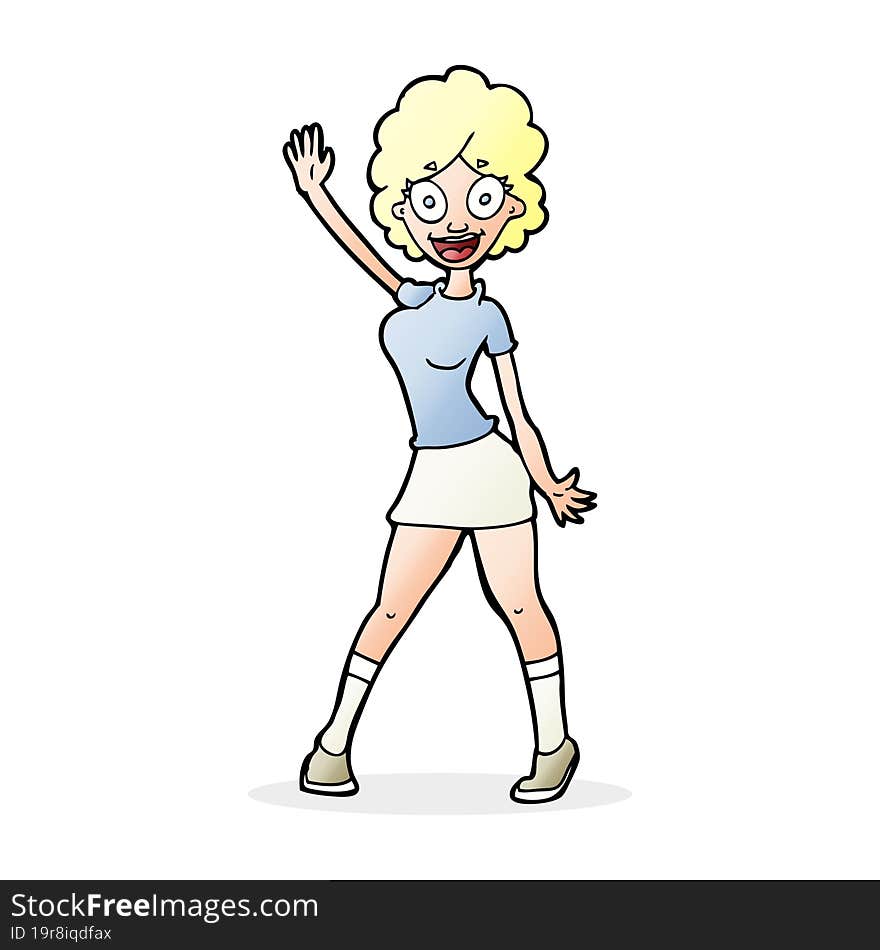 cartoon woman dancing