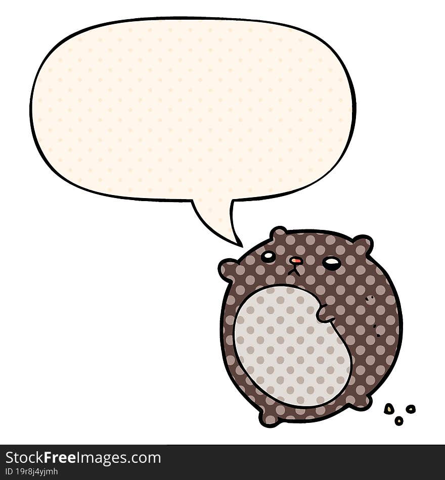 cartoon bear and speech bubble in comic book style