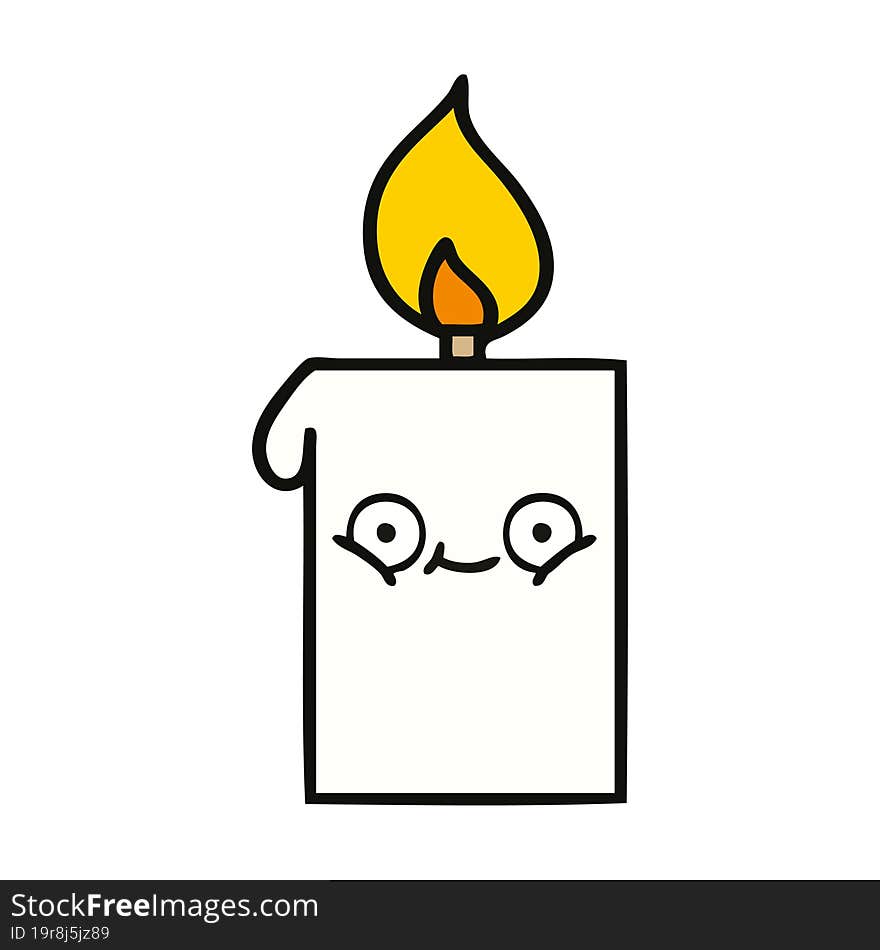 cute cartoon lit candle