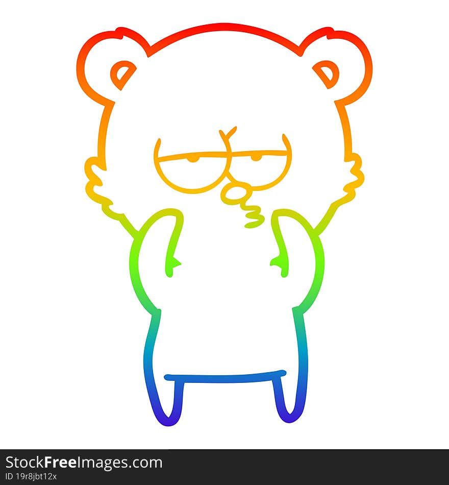 rainbow gradient line drawing bored bear cartoon