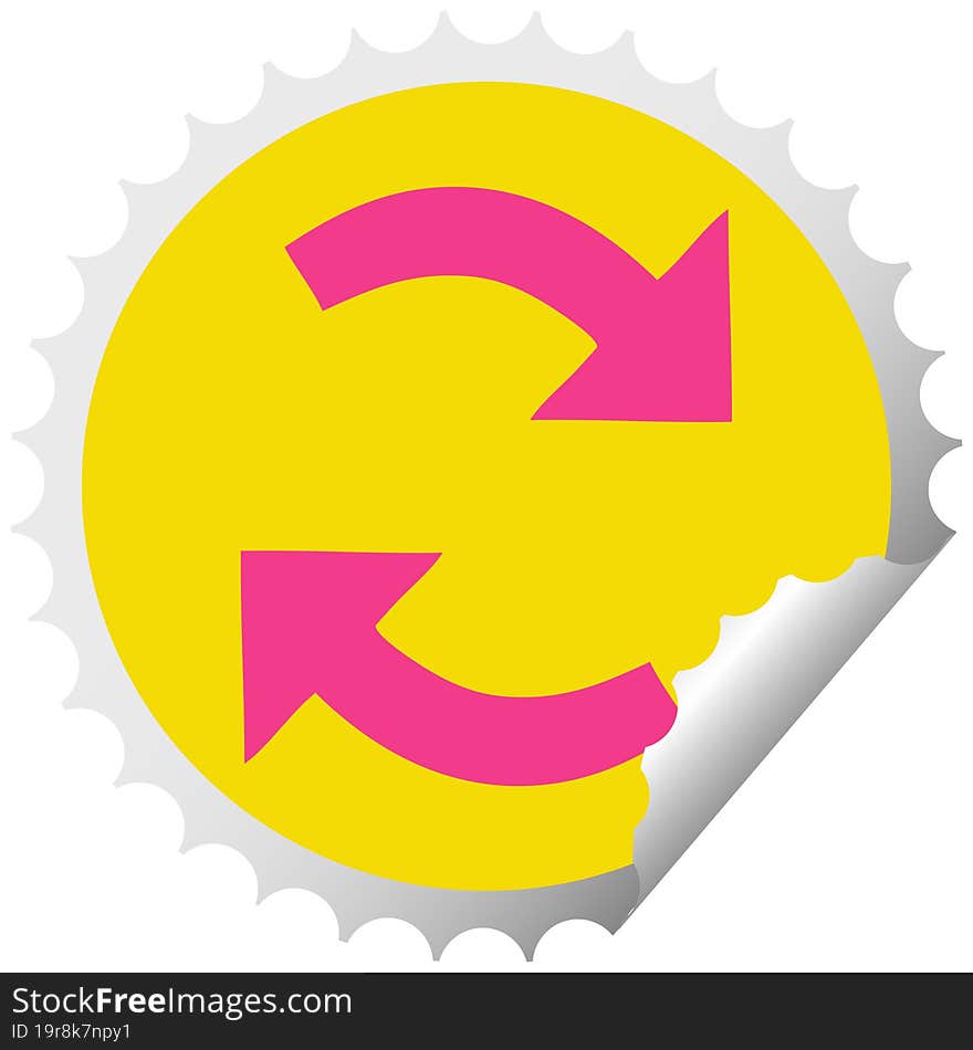 Circular Peeling Sticker Cartoon Recycling Arrows