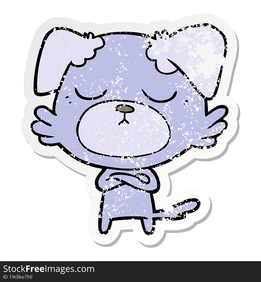 Distressed Sticker Of A Cute Cartoon Dog