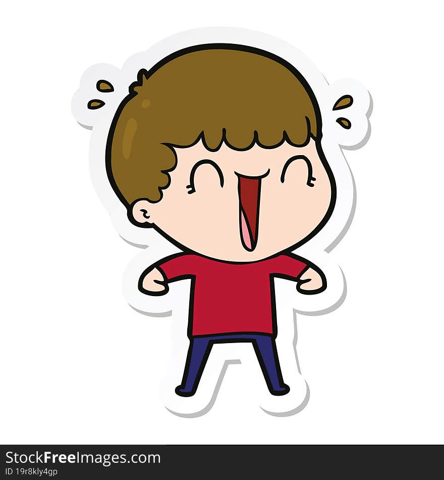 sticker of a laughing cartoon man