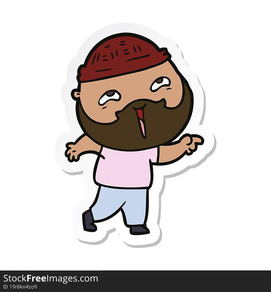 sticker of a cartoon happy bearded man