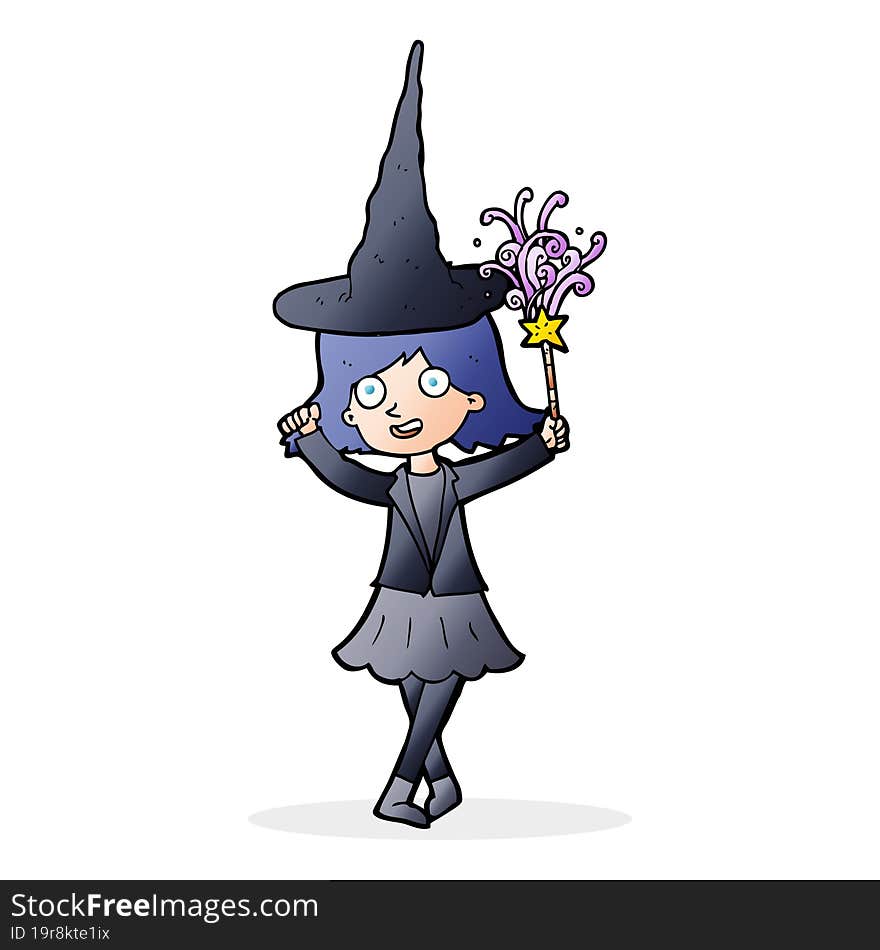 cartoon happy witch