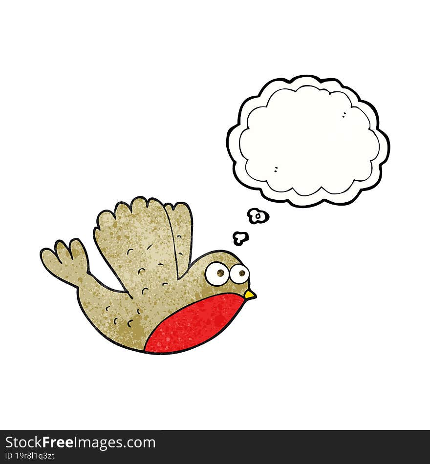 thought bubble textured cartoon flying christmas robin