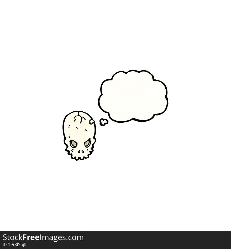 Cartoon Spooky Skull With Thought Bubble