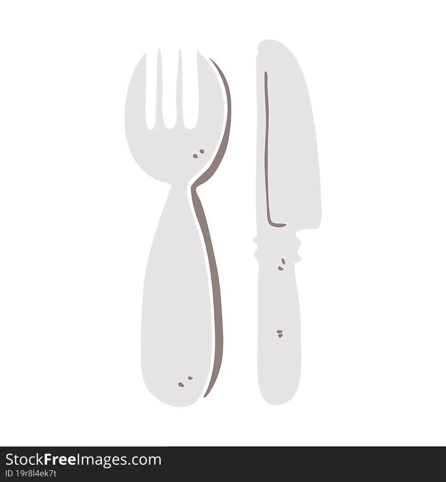 flat color style cartoon knife and fork