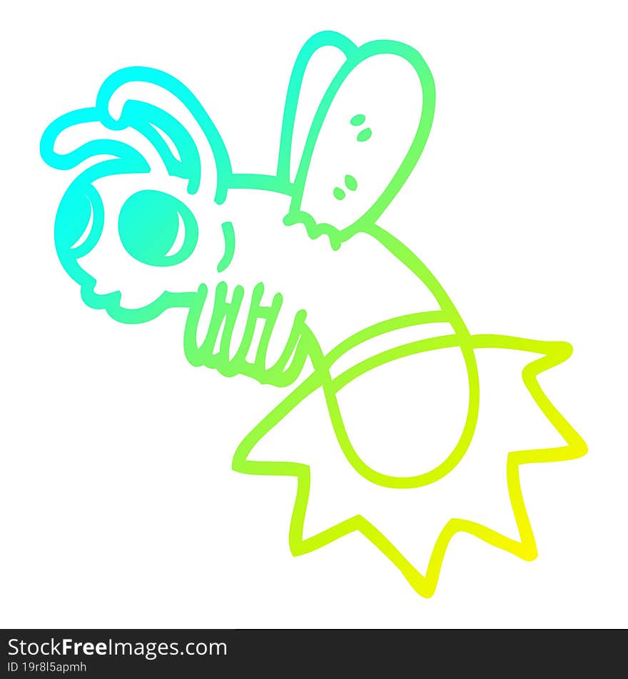 cold gradient line drawing of a cartoon lightning bug