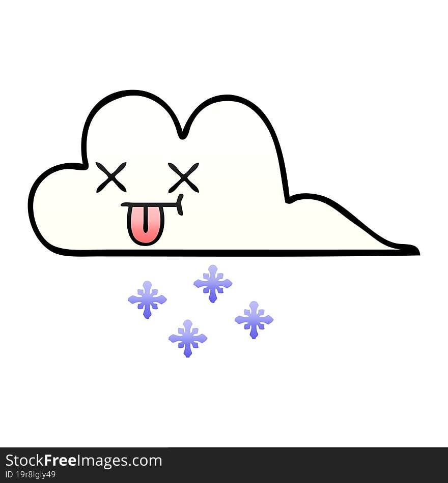 gradient shaded cartoon of a snow cloud