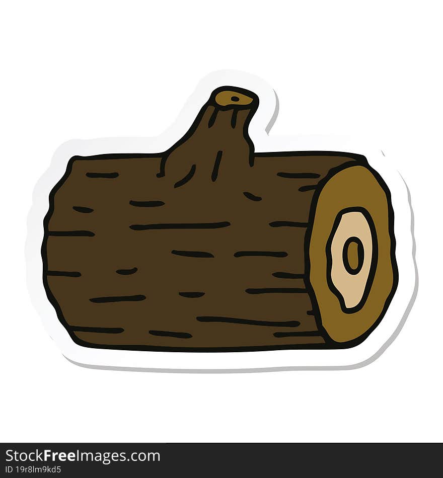 sticker of a quirky hand drawn cartoon wooden log