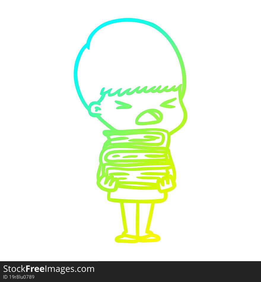 cold gradient line drawing cartoon stressed man