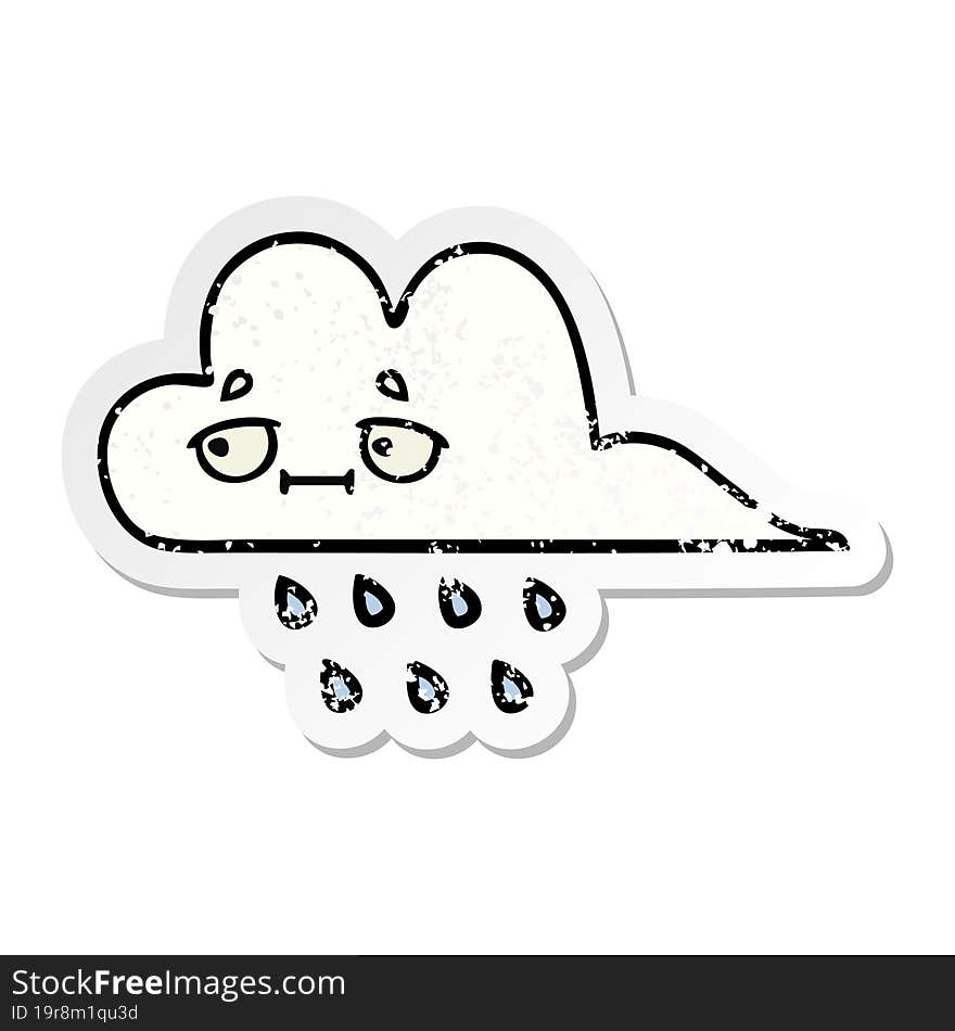 Distressed Sticker Of A Cute Cartoon Rain Cloud