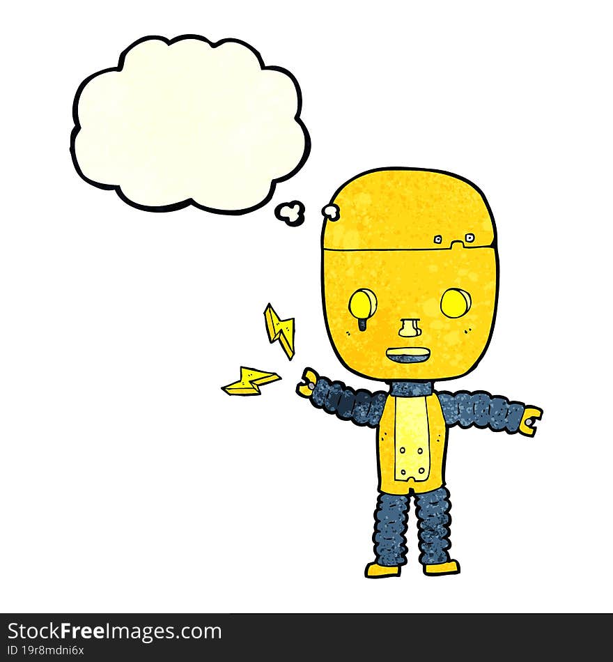 cartoon robot with thought bubble