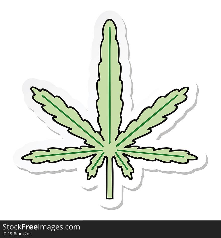 sticker of a quirky hand drawn cartoon marijuana