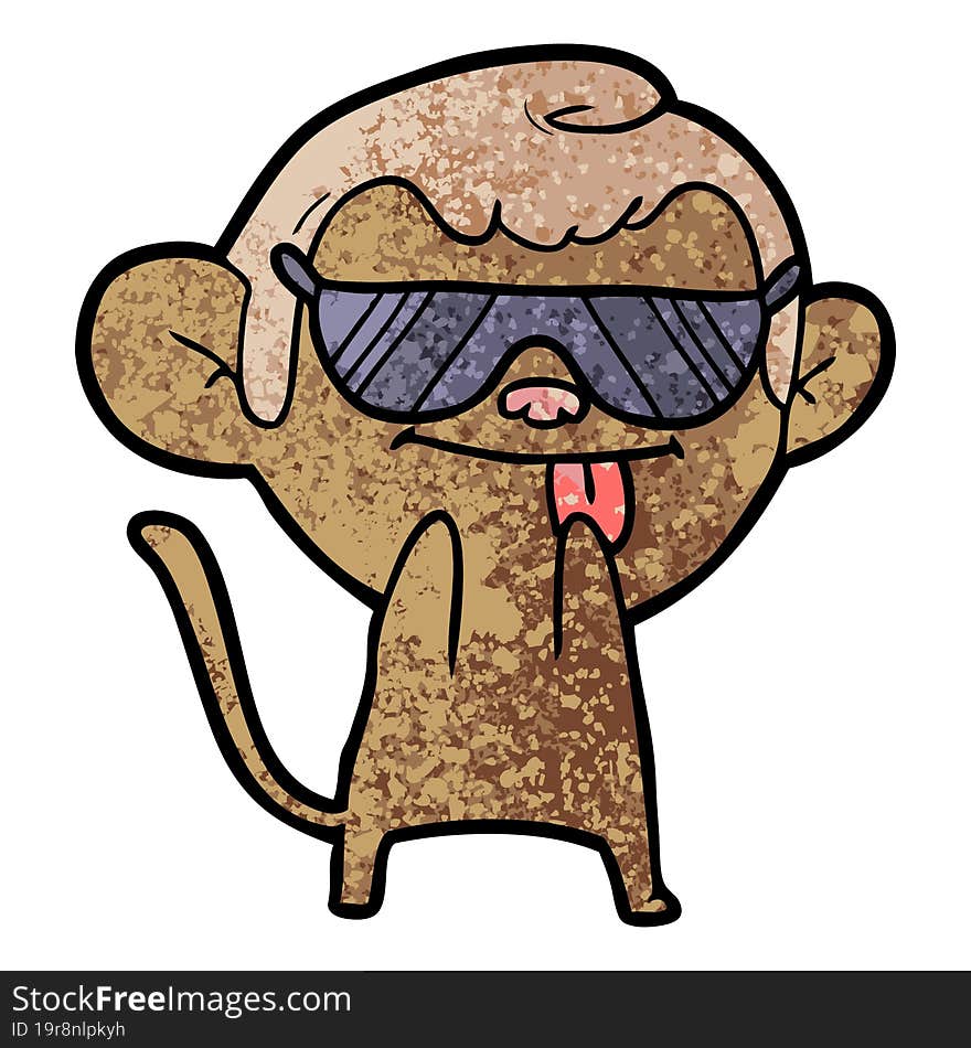 funny cartoon monkey wearing shades. funny cartoon monkey wearing shades