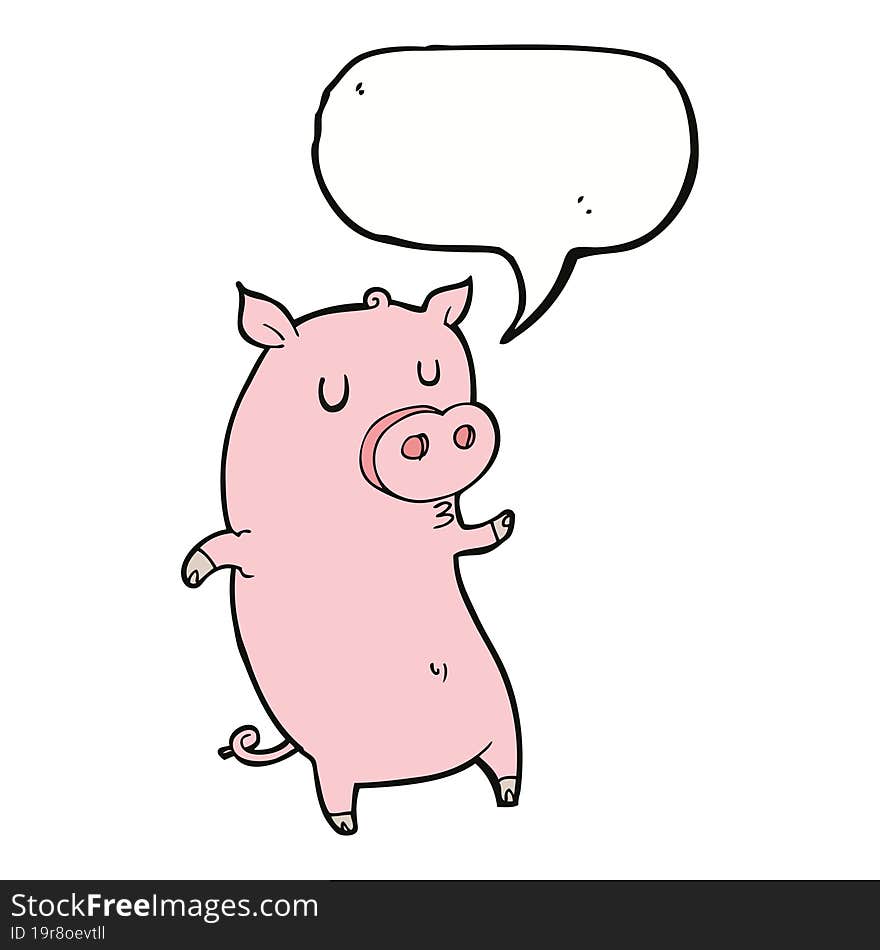 Funny Cartoon Pig With Speech Bubble