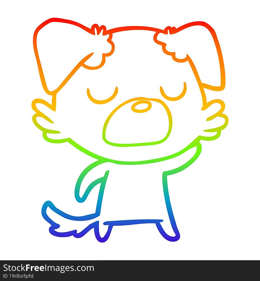 Rainbow Gradient Line Drawing Cartoon Dog