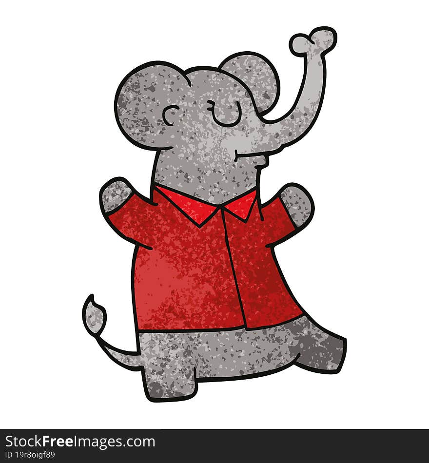 cartoon doodle elephant wearing shirt