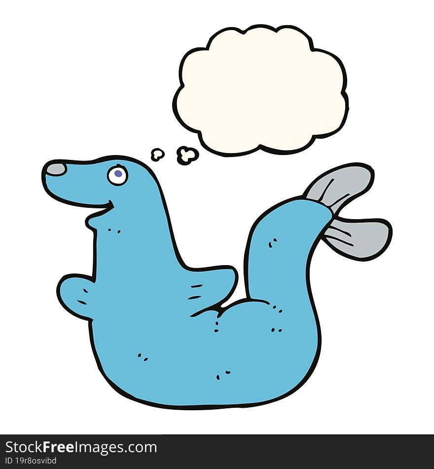 cartoon seal with thought bubble