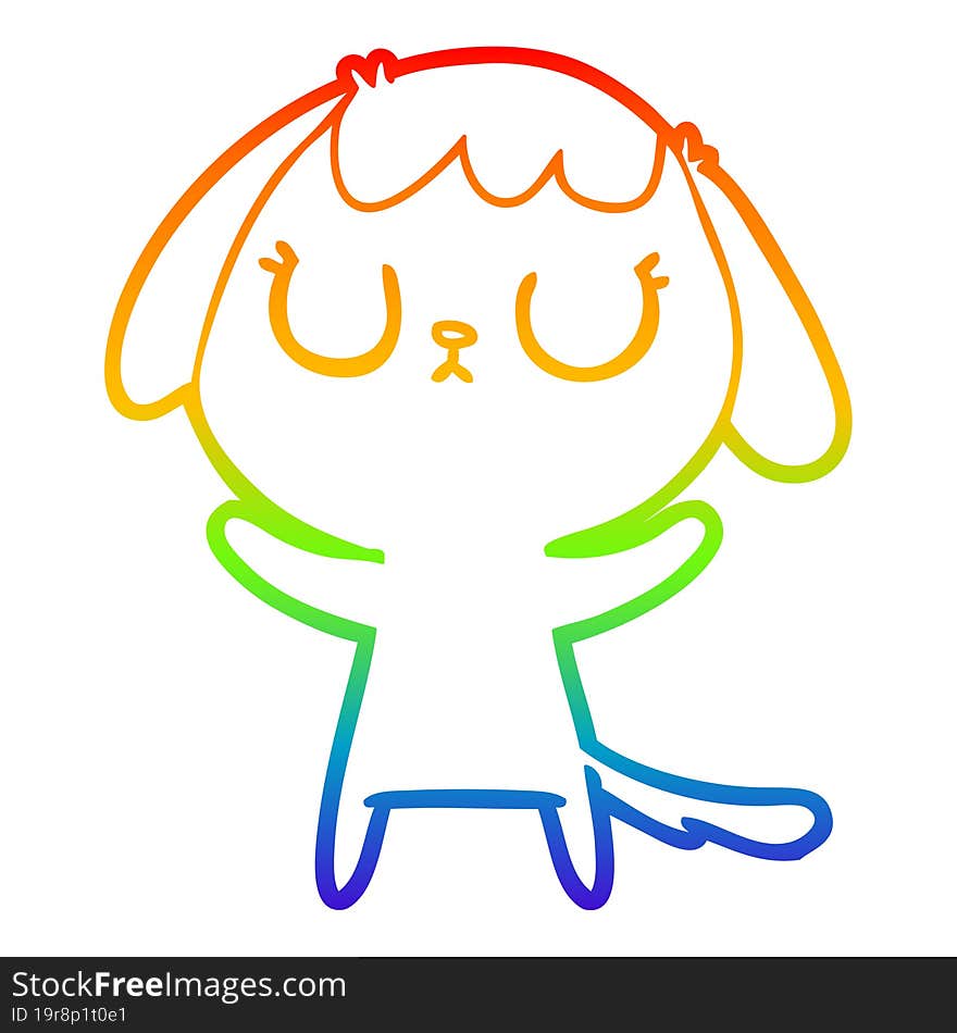 rainbow gradient line drawing of a cute cartoon dog