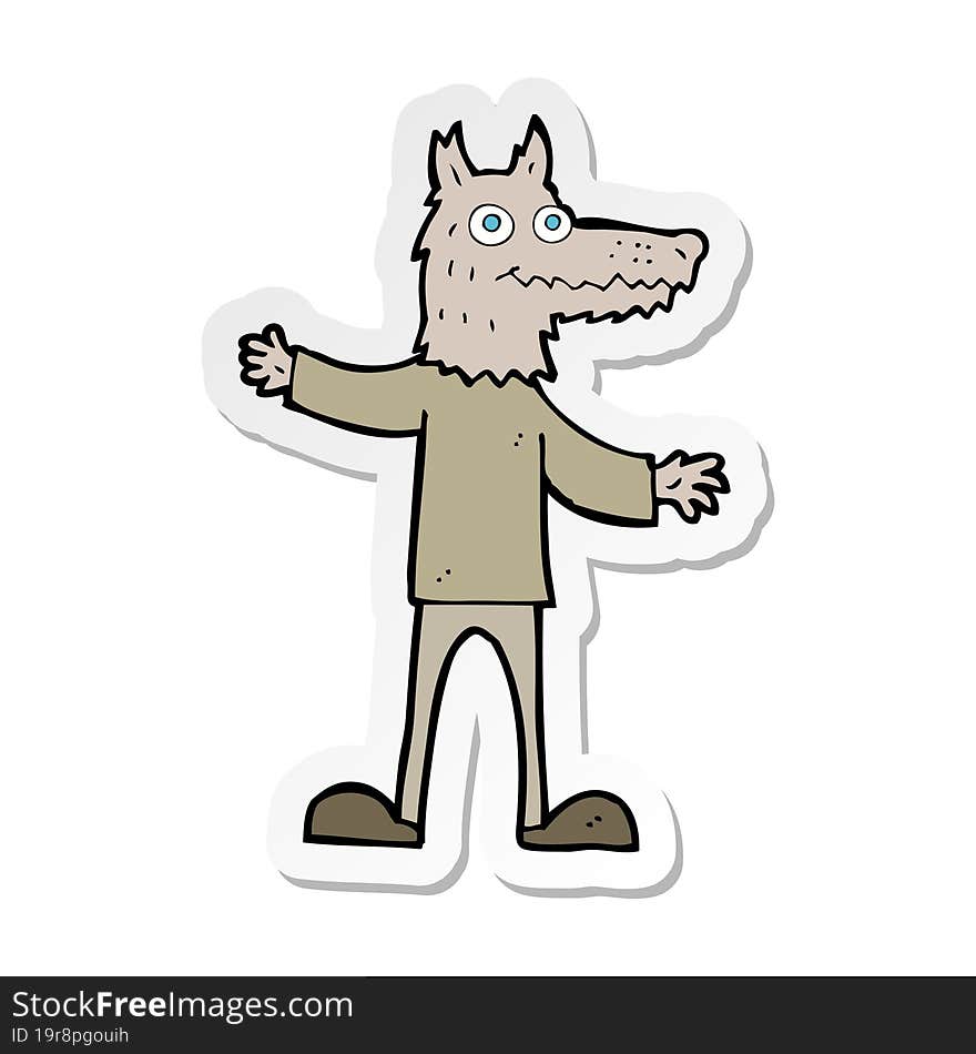 Sticker Of A Cartoon Wolf Man