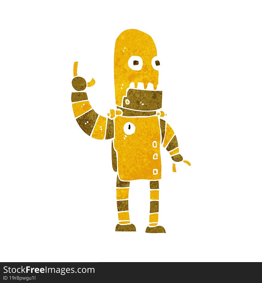 cartoon waving gold robot