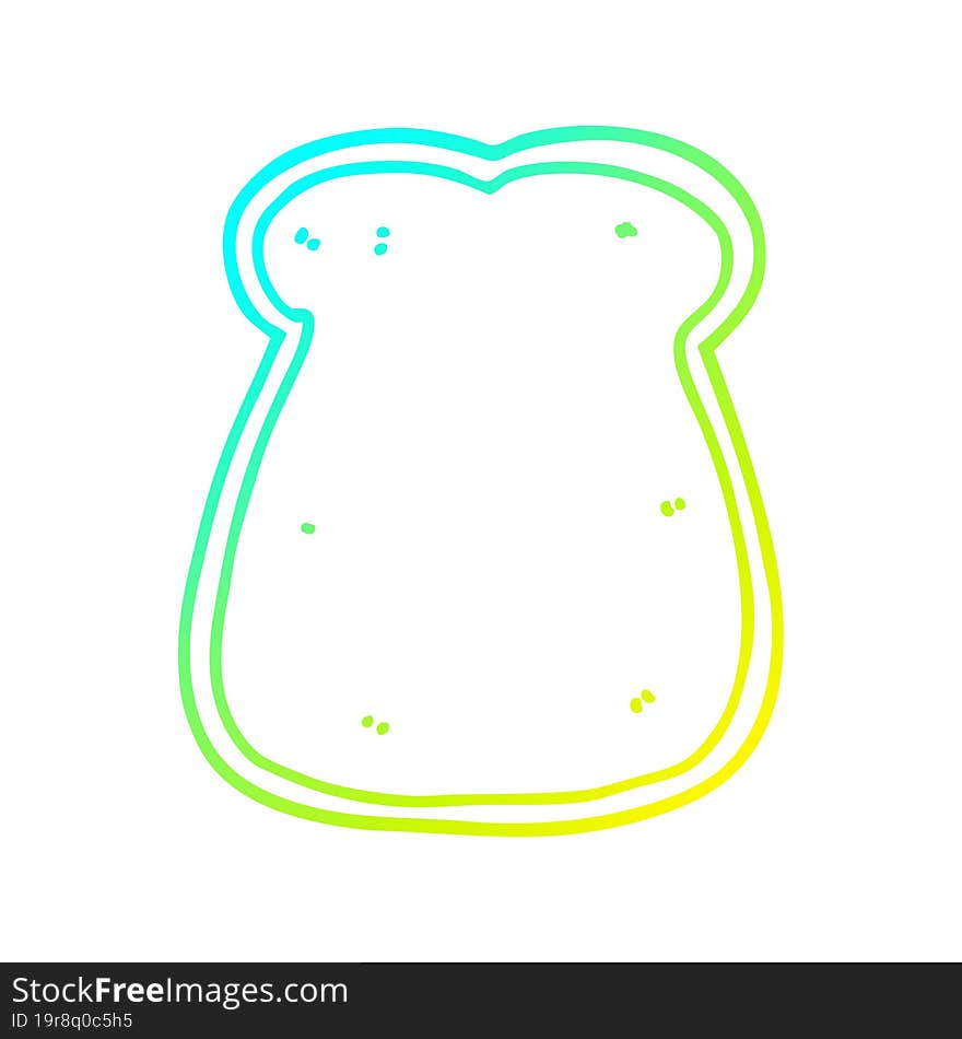 cold gradient line drawing of a cartoon slice of bread