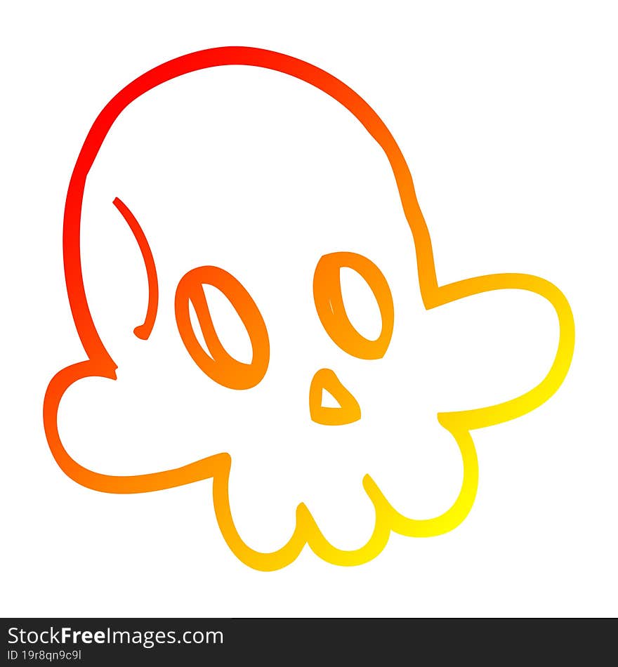 warm gradient line drawing cartoon halloween skull