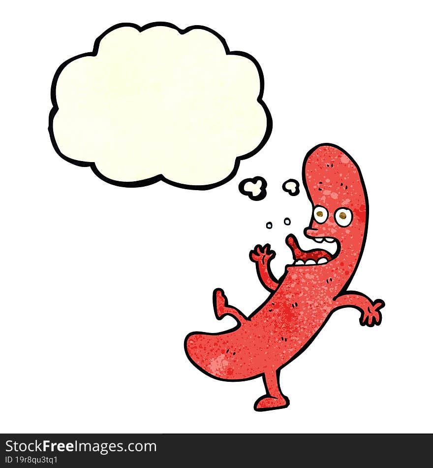 cartoon sausage with thought bubble