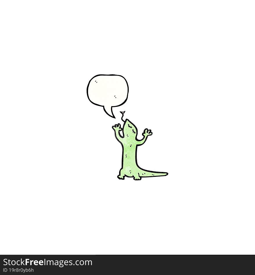 cartoon lizard with speech bubble