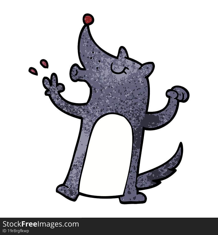 cartoon doodle howling wolf