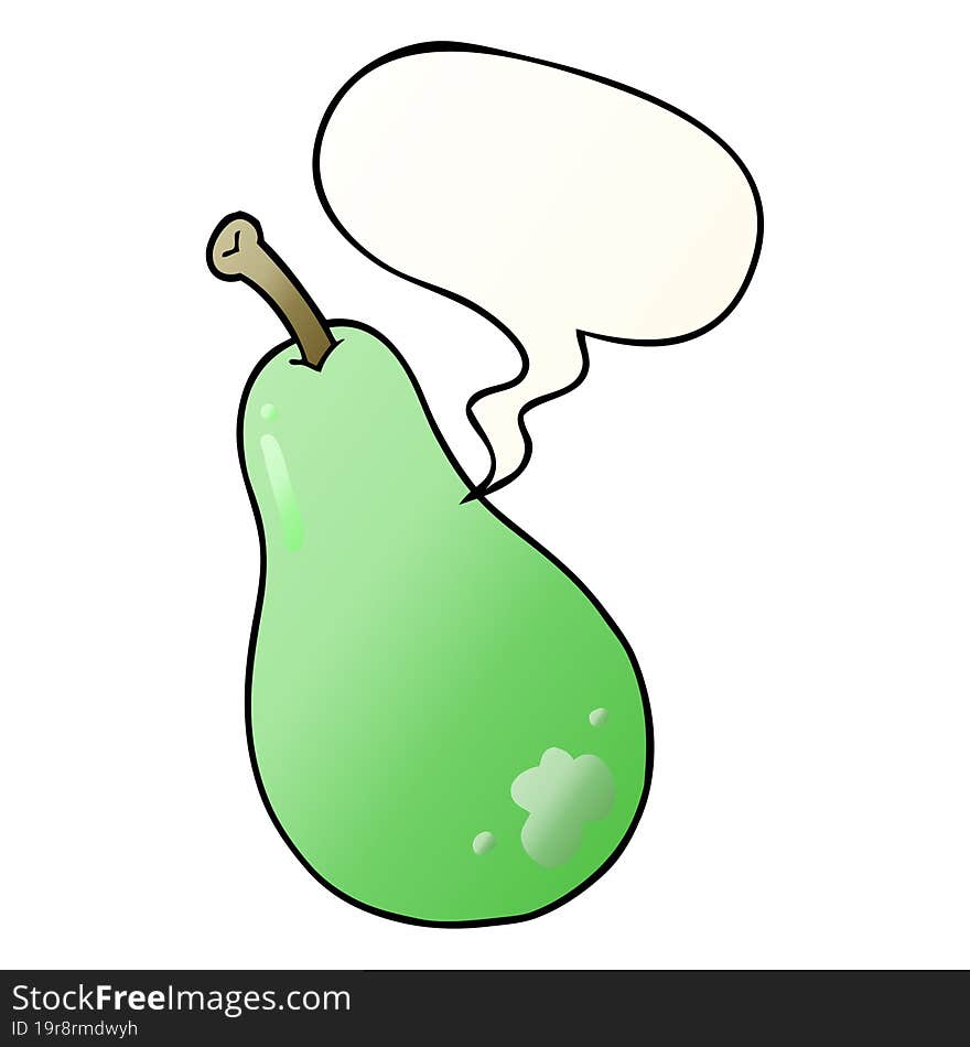 cartoon pear and speech bubble in smooth gradient style