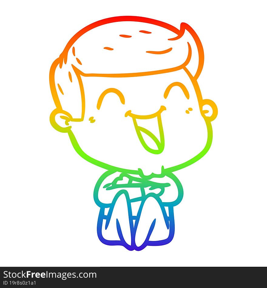 Rainbow Gradient Line Drawing Cartoon Man Laughing