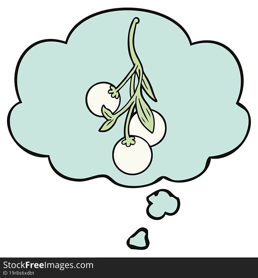 Cartoon Mistletoe And Thought Bubble