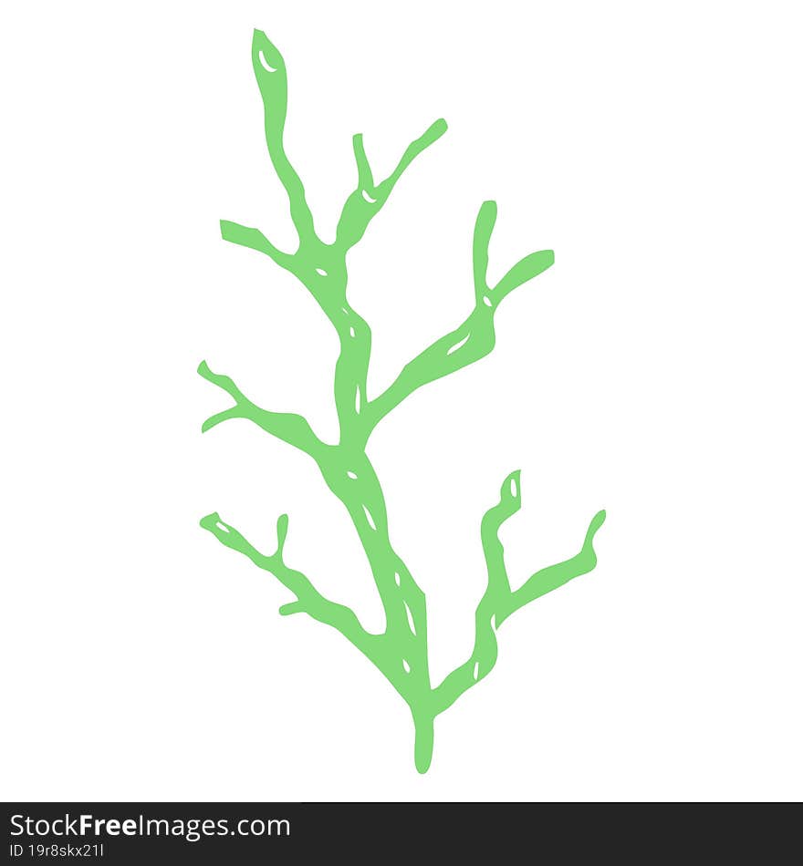 flat color illustration of a cartoon seaweed