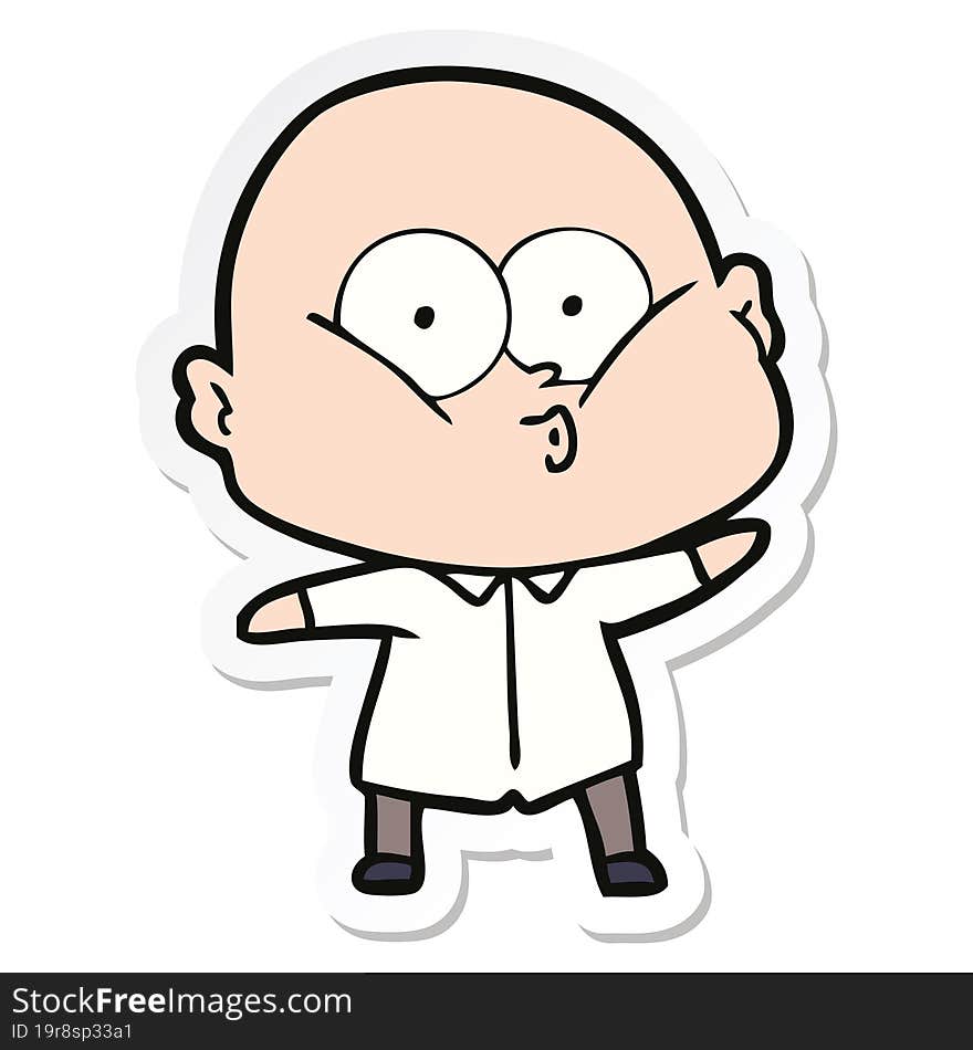 sticker of a cartoon bald man staring