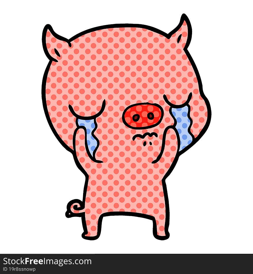 cartoon pig crying. cartoon pig crying