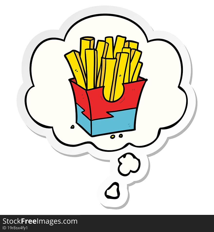 Cartoon Fries And Thought Bubble As A Printed Sticker