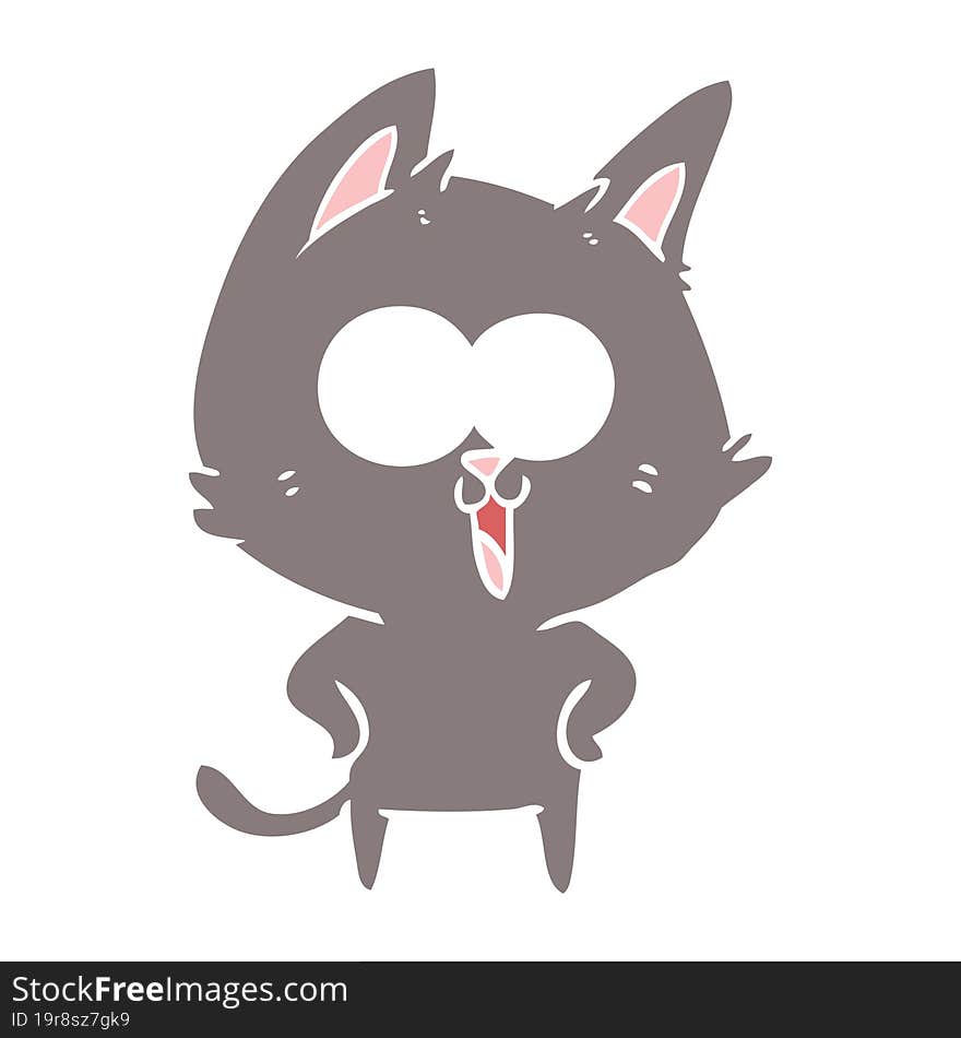 funny flat color style cartoon cat