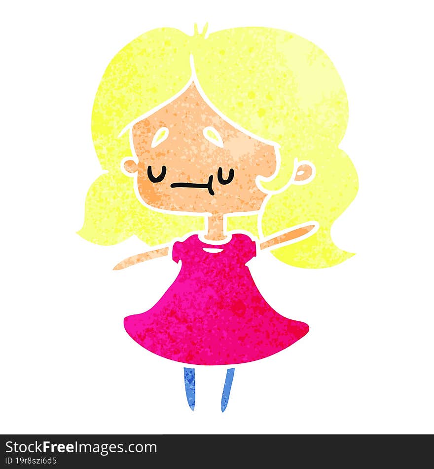 retro cartoon illustration of a cute kawaii girl. retro cartoon illustration of a cute kawaii girl