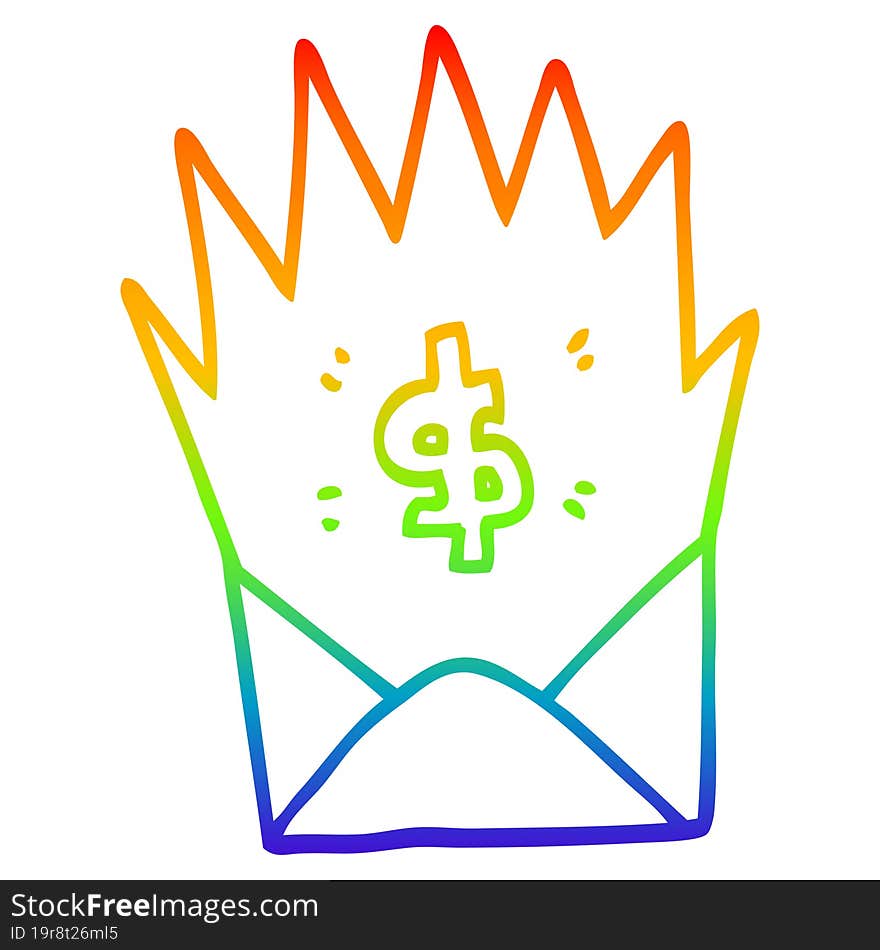 rainbow gradient line drawing cartoon unexpected pay check