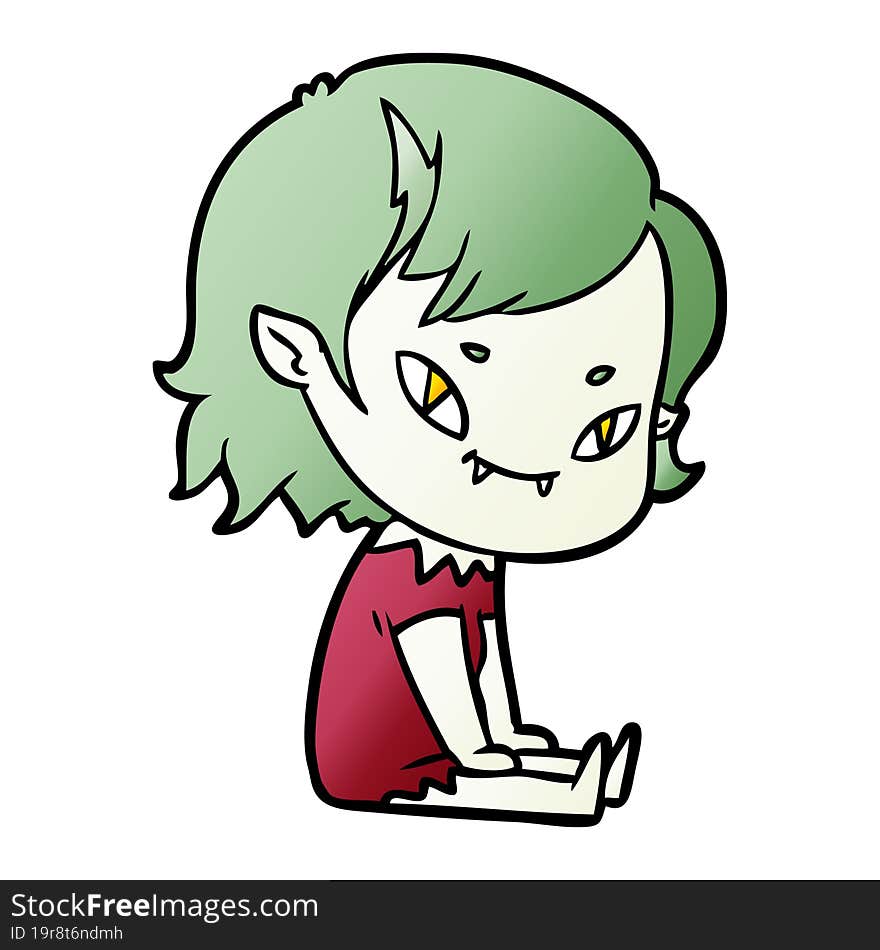 cartoon friendly vampire girl sat down. cartoon friendly vampire girl sat down