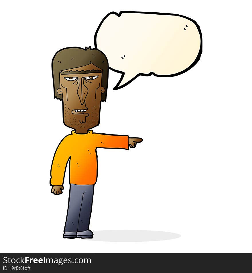 Cartoon Pointing Man With Speech Bubble