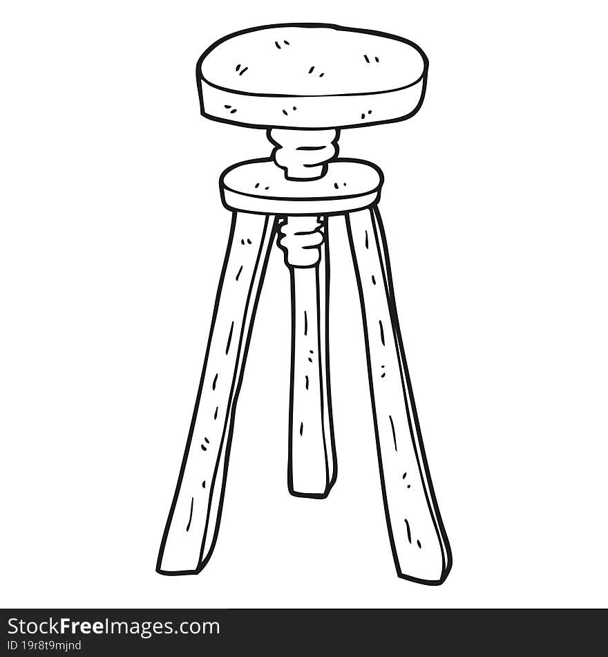 Black And White Cartoon Artist Stool