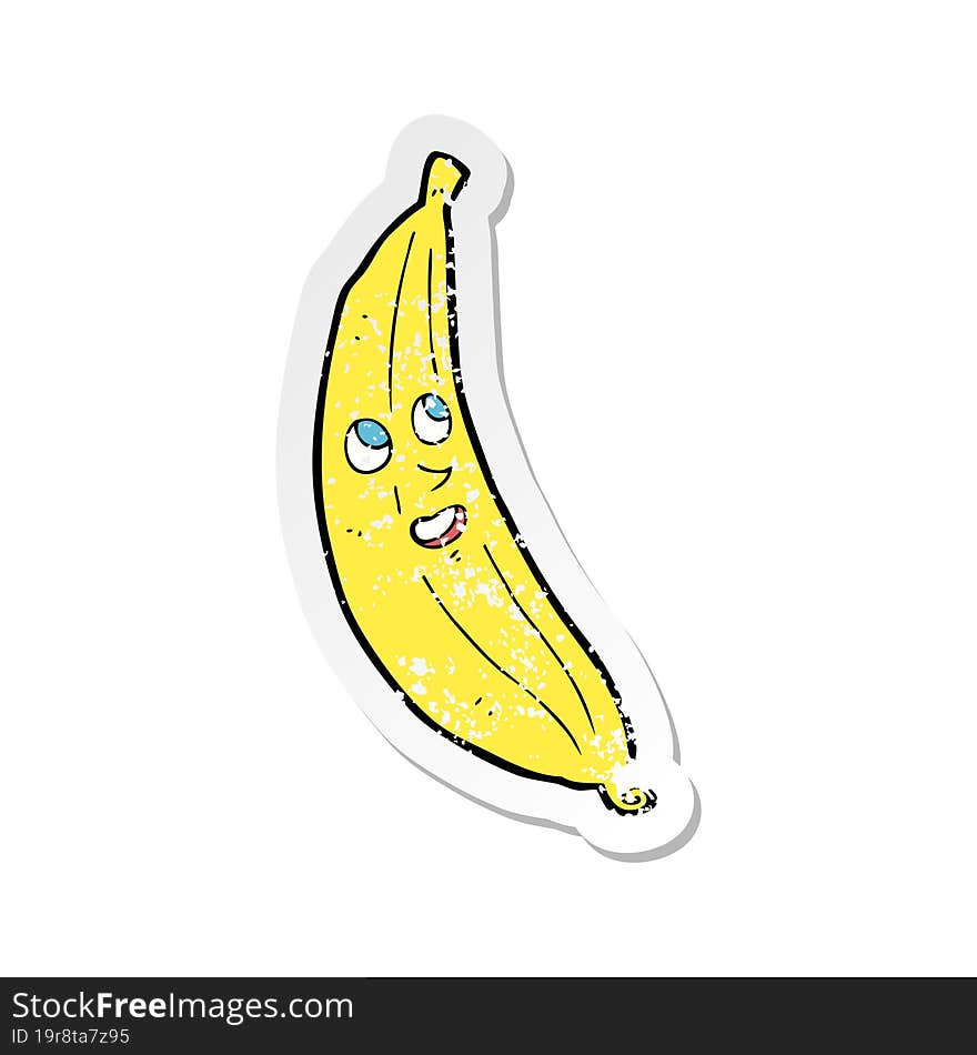 retro distressed sticker of a cartoon happy banana