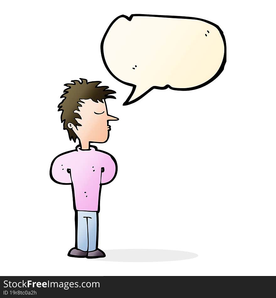 cartoon man ignoring with speech bubble