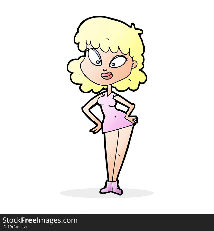 cartoon woman with hands on hips